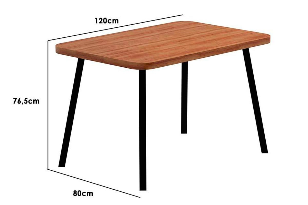 Sala de Jantar Completa Stellar 1598 Aço c/ Tampo Madeirado 120x80cm e 4 Cadeiras Duo - Carraro