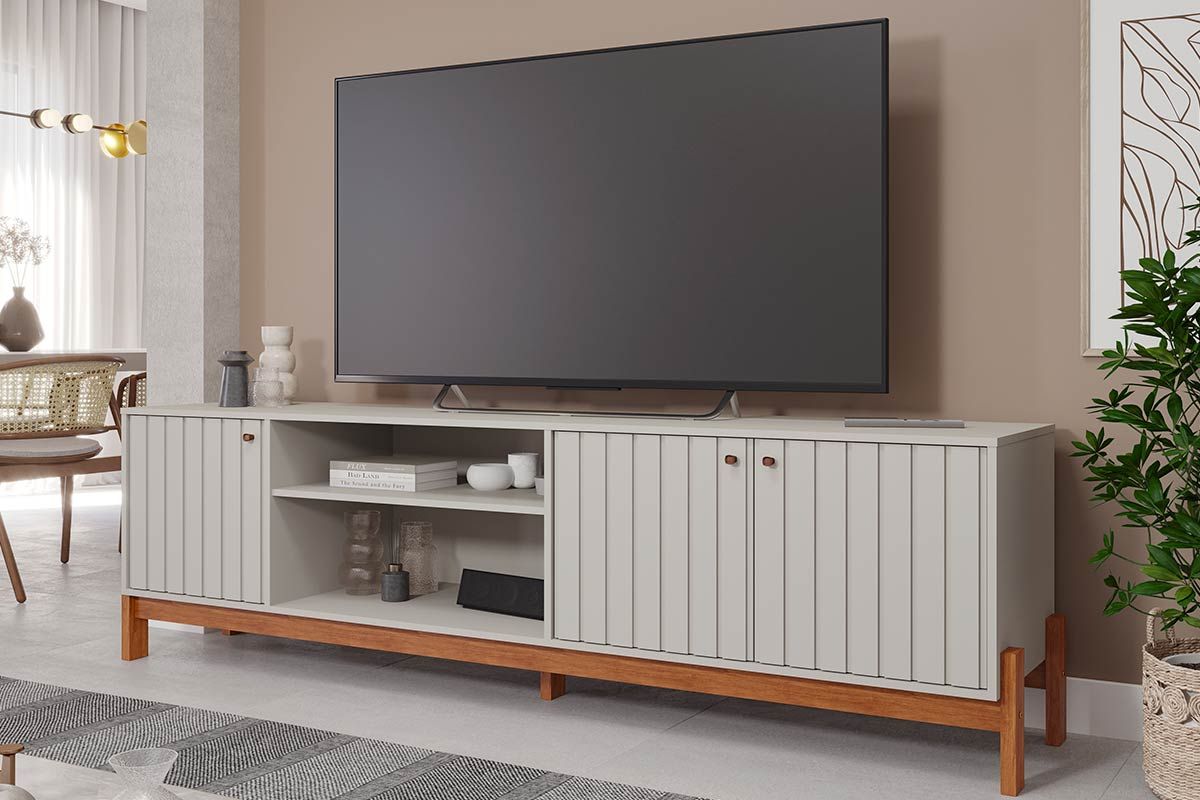 Rack Bancada p/ TV até 70 pol Holanda 205cm PermóbiliOff/Cinamomo Rack Bancada p/ TV até 70 pol Holanda 205cm PermóbiliOff/Cinamomo