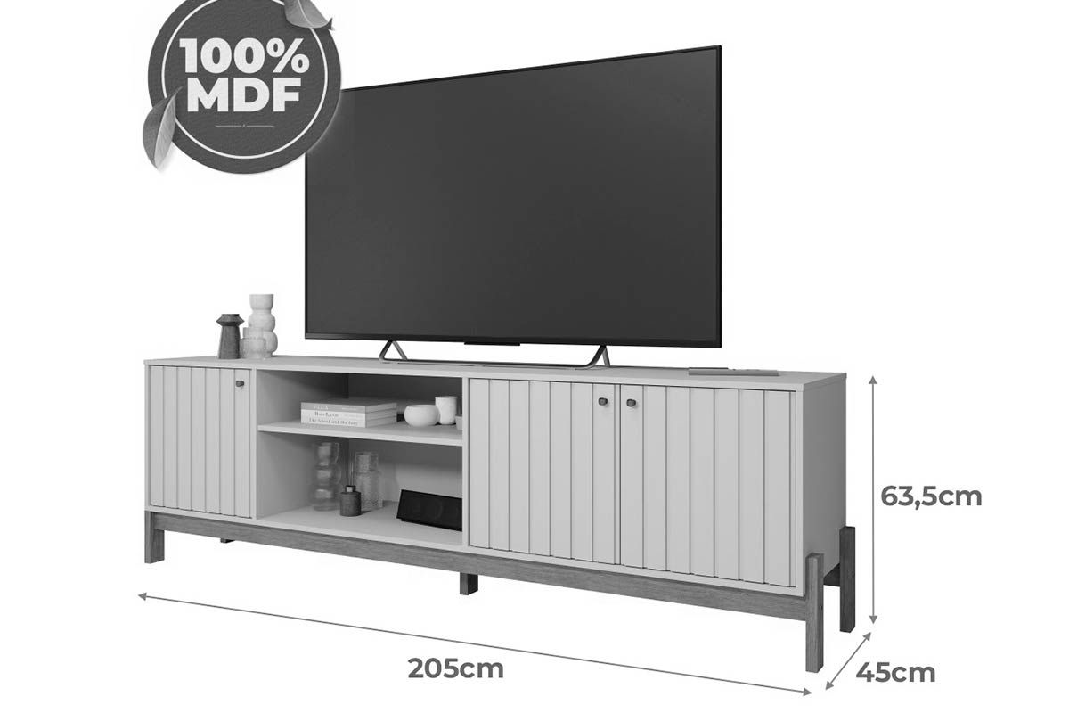 Rack Bancada p/ TV até 70 pol Holanda 205cm Permóbili Rack Bancada p/ TV até 70 pol Holanda 205cm Permóbili