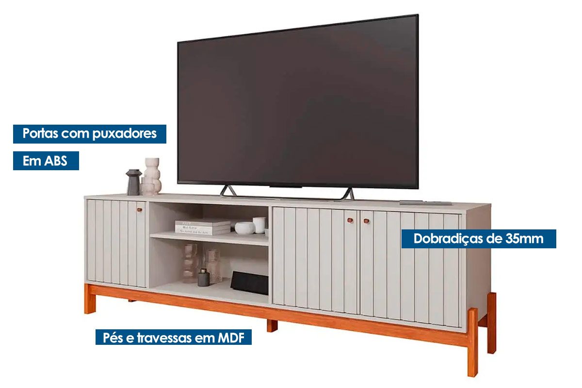 Rack Bancada p/ TV até 70 pol Holanda 205cm Permóbili Rack Bancada p/ TV até 70 pol Holanda 205cm Permóbili