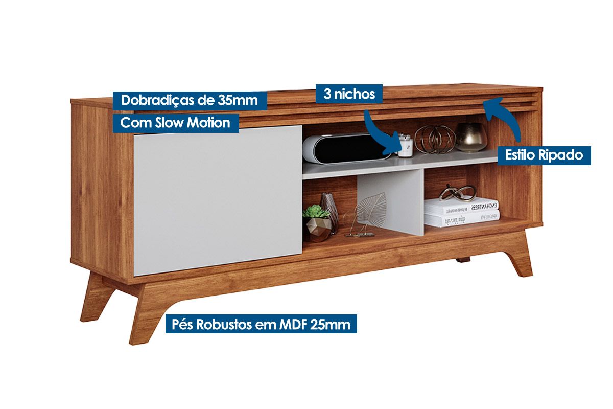 Rack Bancada p/ TV até 55 Pol Grecia 154cm Permóbili Rack Bancada p/ TV até 55 Pol Grecia 154cm Permóbili