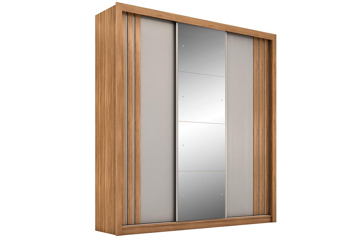 Guarda Roupa Casal 3 Portas de Correr (1 c/Espelho) e 2 Gavetas Moema Demóbile Guarda Roupa Casal 3 Portas de Correr (1 c/Espelho) e 2 Gavetas Moema Demóbile