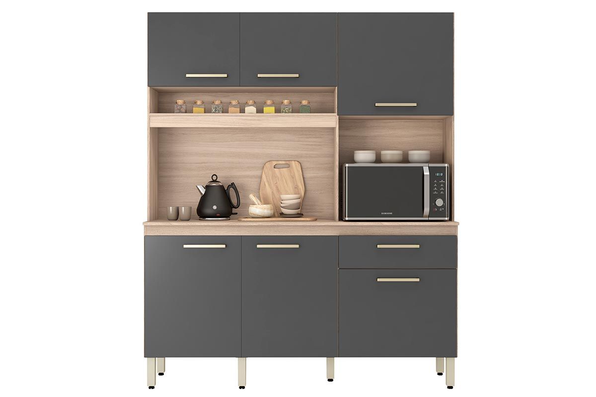Cozinha Compacta Demóbile Kit Álamo c/6 Portas e 1 Gaveta 160cm Cozinha Compacta Demóbile Kit Álamo c/6 Portas e 1 Gaveta 160cm