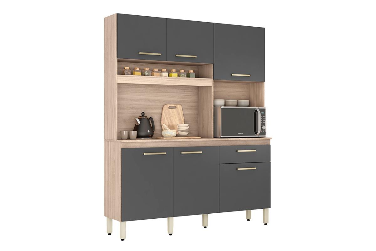 Cozinha Compacta Demóbile Kit Álamo c/6 Portas e 1 Gaveta 160cm Cozinha Compacta Demóbile Kit Álamo c/6 Portas e 1 Gaveta 160cm