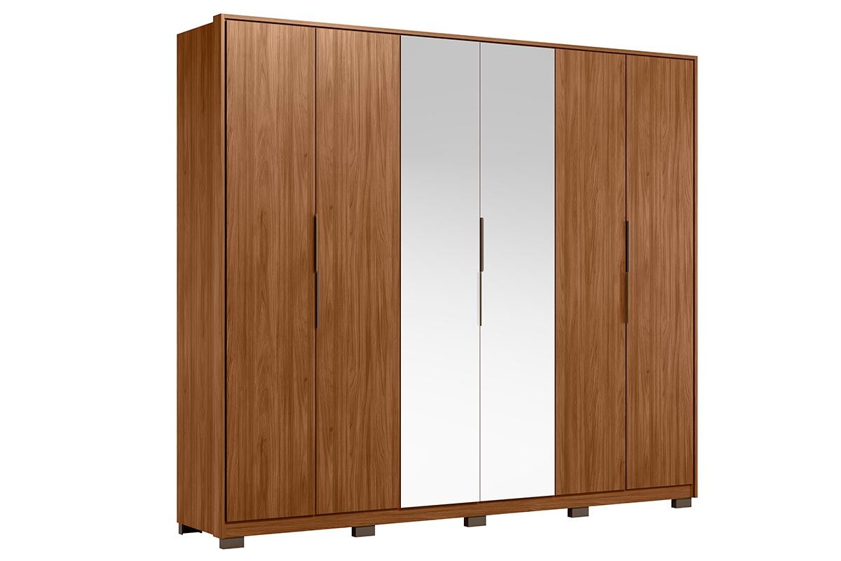 Guarda Roupa Casal 6 Portas (2 c/Espelho) e 6 Gavetas c/Pés Atrice Demóbile Guarda Roupa Casal 6 Portas (2 c/Espelho) e 6 Gavetas c/Pés Atrice Demóbile