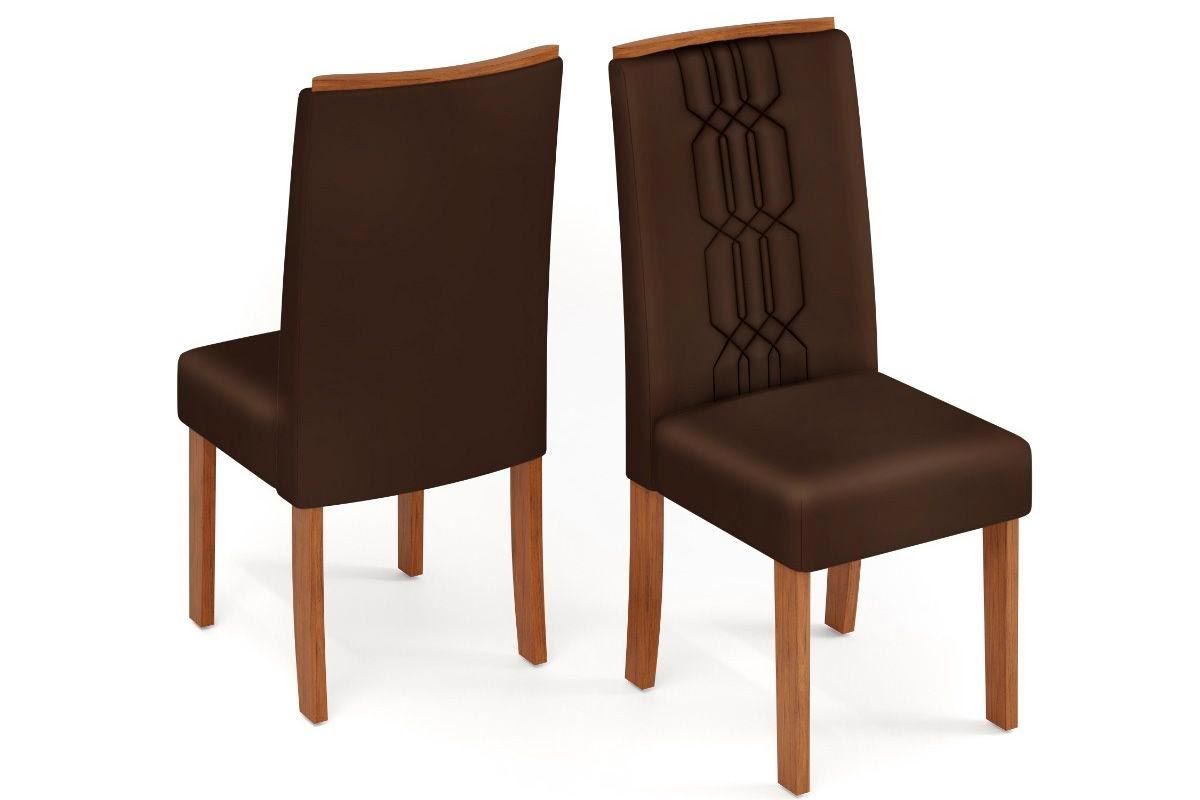Sala de Jantar Completa Dulce c/ Tampo Madeirado c/ Vidro Reto 180x90cm e 4 Cadeiras Zoe - DJ Móveis