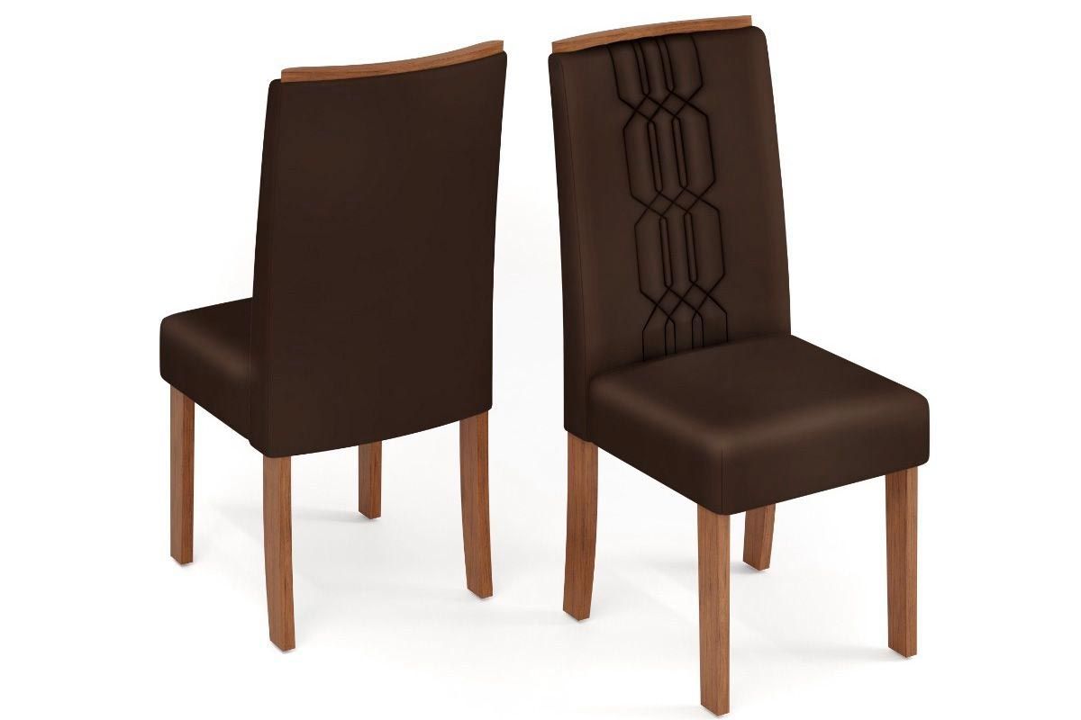Sala de Jantar Completa Italia c/ Tampo Madeirado c/ Vidro Curvo 170x90cm e 4 Cadeiras Zoe - DJ Móveis