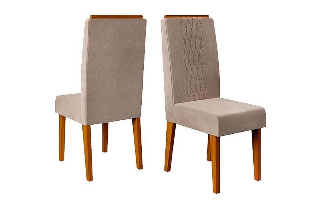 Sala de Jantar Completa Itália c/ Tampo Madeirado c/ Vidro Curvo 136x136cm e 8 Cadeiras Lia - DJ Móveis