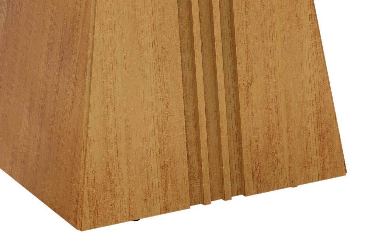 Sala de Jantar Completa Itália c/ Tampo Madeirado c/ Vidro Curvo 136x136cm e 8 Cadeiras Lia - DJ Móveis