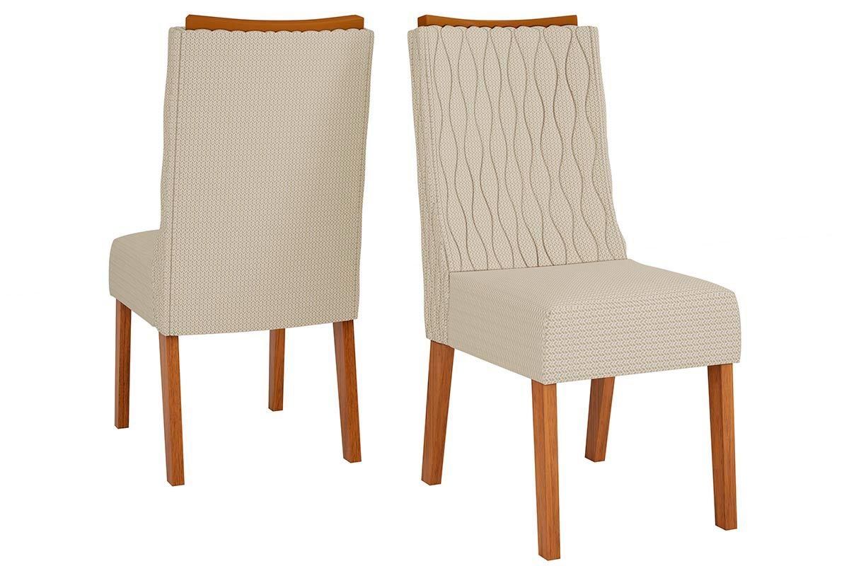 Sala de Jantar Completa Canes c/ Tampo Madeirado c/ Vidro Curvo 170x90cm e 6 Cadeiras Jade - DJ Móveis