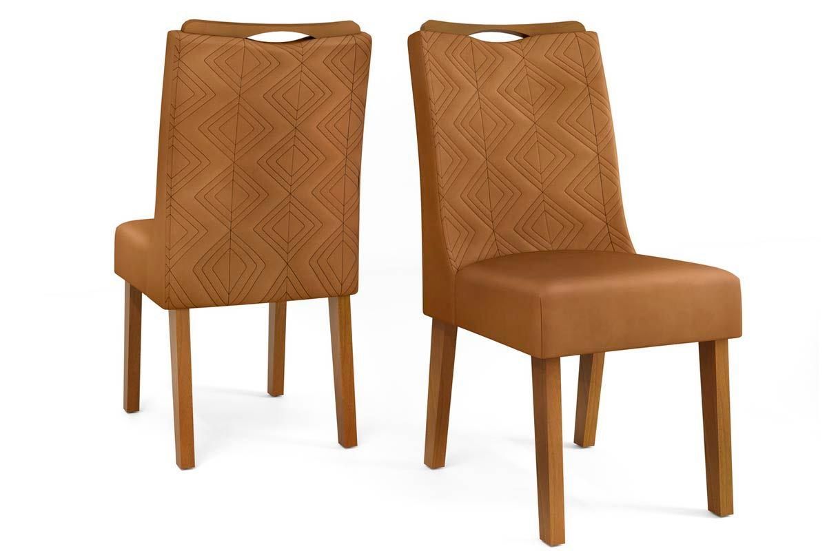 Sala Jantar Mesa Canes c/ Tampo Madeirado c/ Vidro Curvo 170x90cm e 6 Cadeiras Stela - DJ Móveis