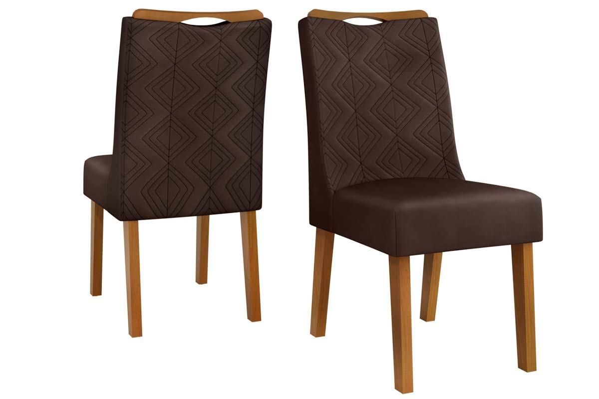 Sala Jantar Mesa Canes c/ Tampo Madeirado c/ Vidro Curvo 170x90cm e 6 Cadeiras Stela - DJ Móveis