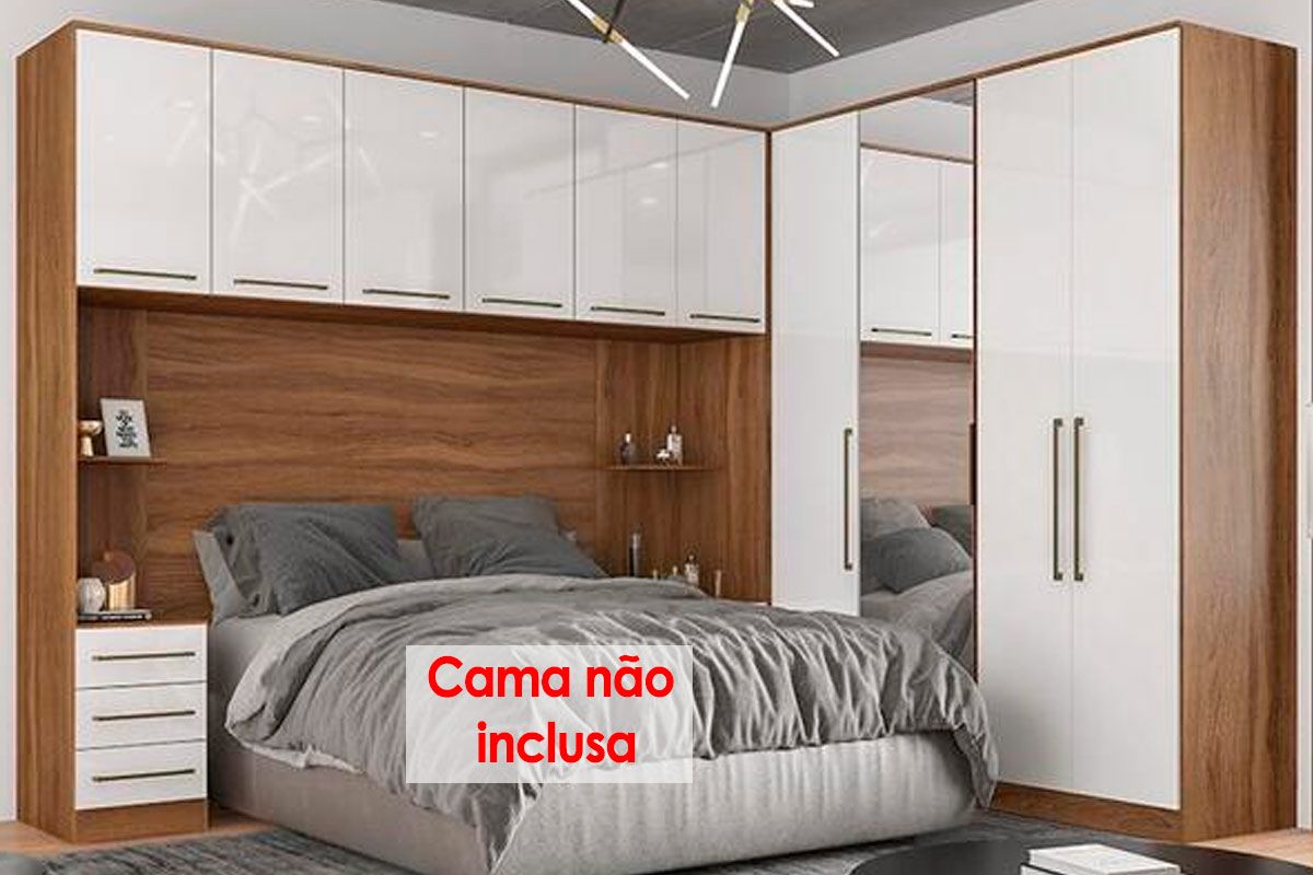 Quarto Casal Modulado Irlanda 7 Peças (3 Armários + 1 Ponte Aérea + 3 Complementos) QCM159 - Demóbile