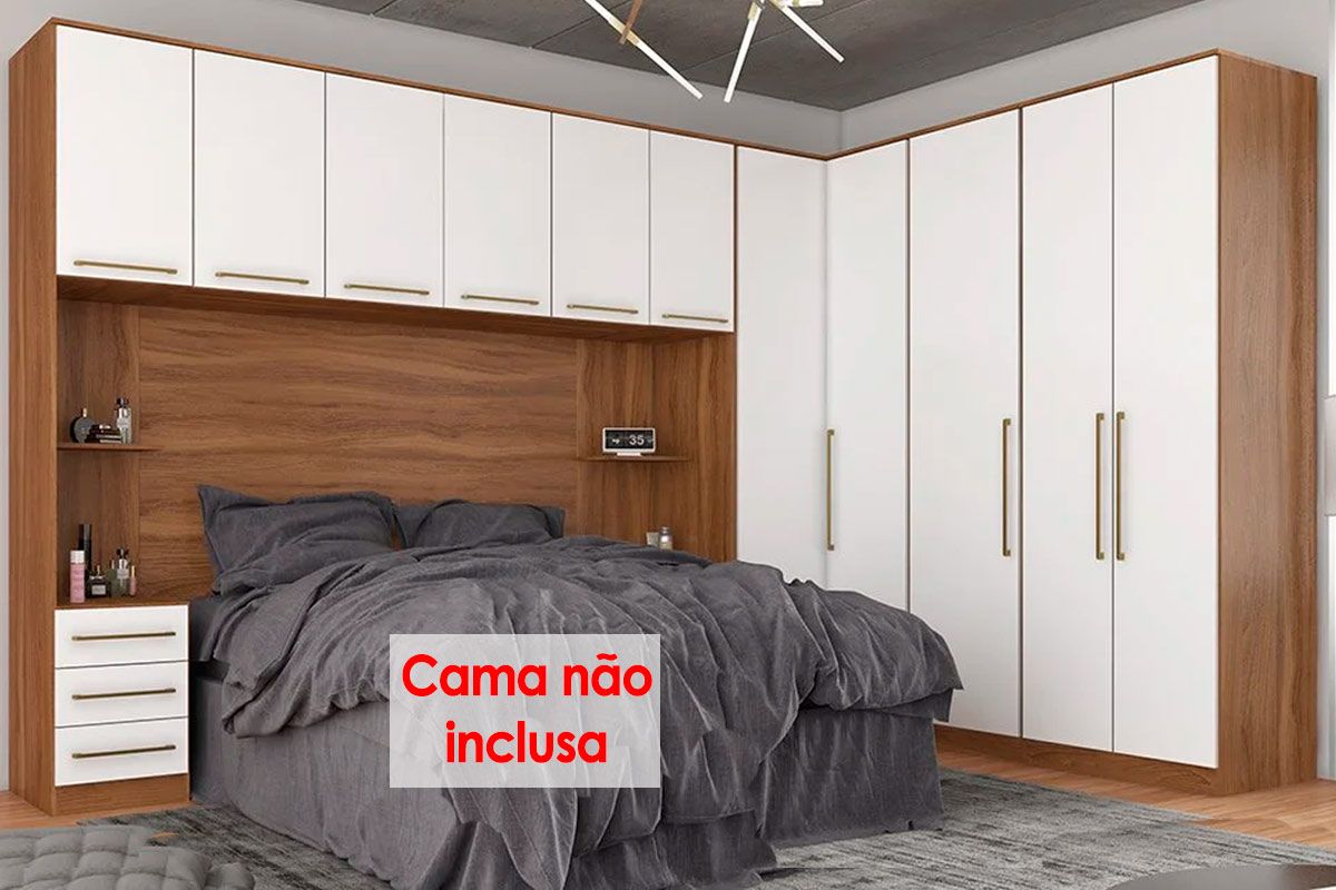 Quarto Casal Modulado Irlanda 7 Peças (3 Armários + 1 Ponte Aérea + 3 Complementos) QCM161 - Demóbile