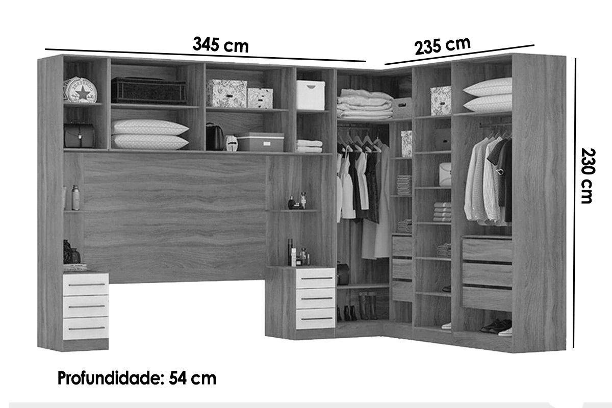Quarto Casal Modulado Irlanda 7 Peças (3 Armários + 1 Ponte Aérea + 3 Complementos) QCM161 - Demóbile