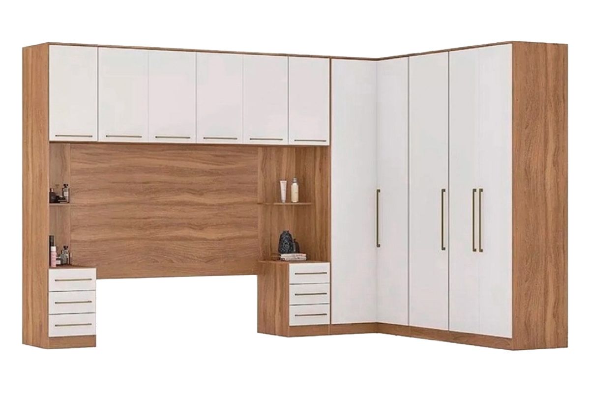 Quarto Casal Modulado Irlanda 7 Peças (3 Armários + 1 Ponte Aérea + 3 Complementos) QCM161 - Demóbile