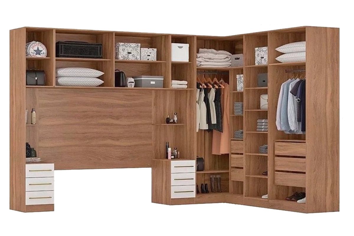 Quarto Casal Modulado Irlanda 7 Peças (3 Armários + 1 Ponte Aérea + 3 Complementos) QCM161 - Demóbile