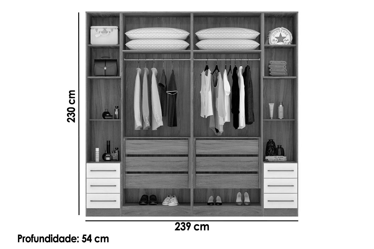 Quarto Casal Modulado Irlanda 4 Peças (2 Armários + 2 Complementos) QCM165 - Demóbile
