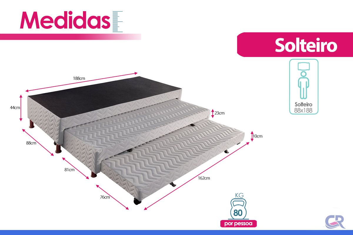 Cama Box c/2 Auxiliares Tribox White Paropas Cama Box c/2 Auxiliares Tribox White Paropas