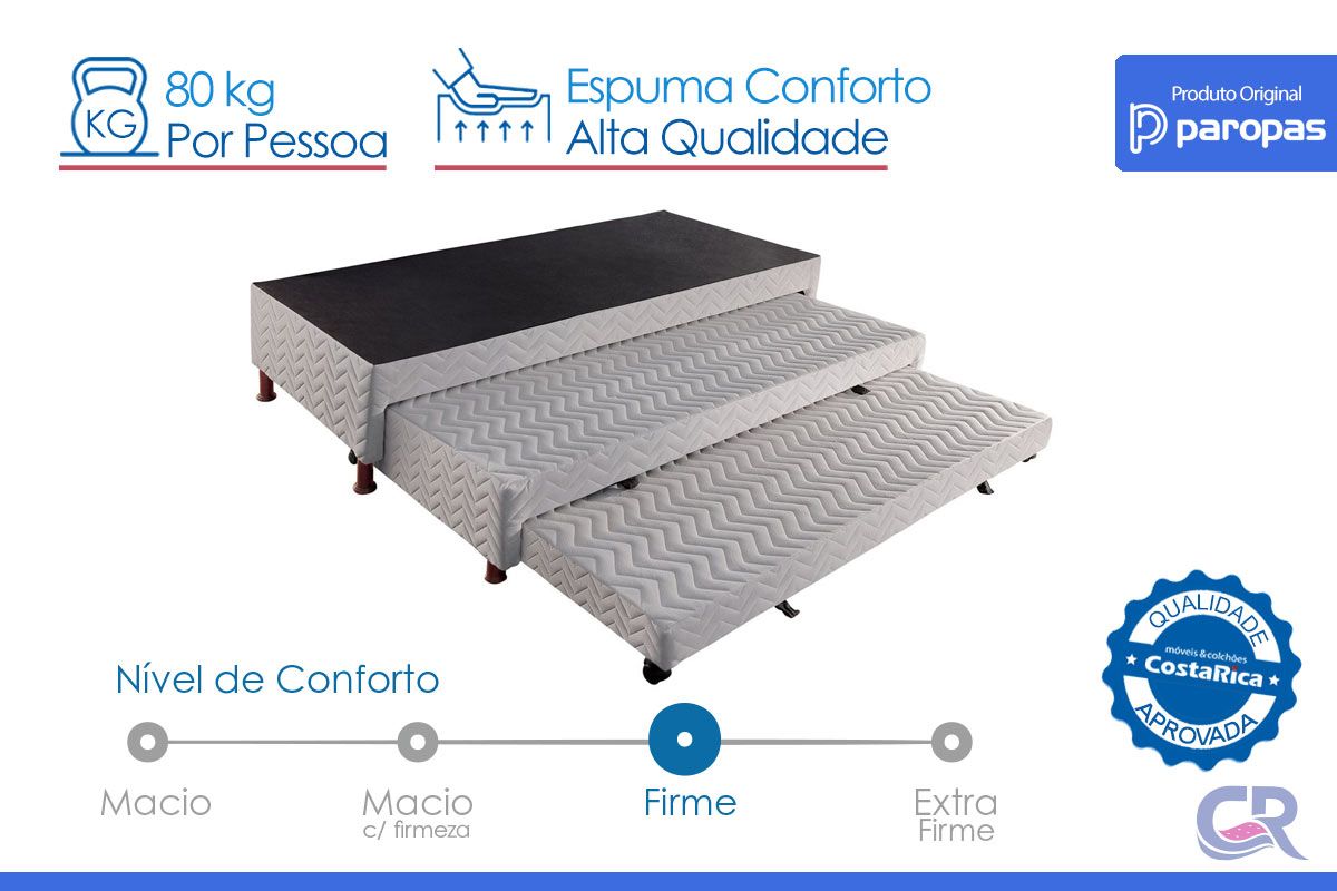Cama Box c/2 Auxiliares Tribox White Paropas Cama Box c/2 Auxiliares Tribox White Paropas