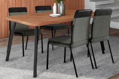 Sala de Jantar Completa Stellar 1597 Aço c/ Tampo Madeirado 160x90cm e 4 Cadeiras Duo - Carraro