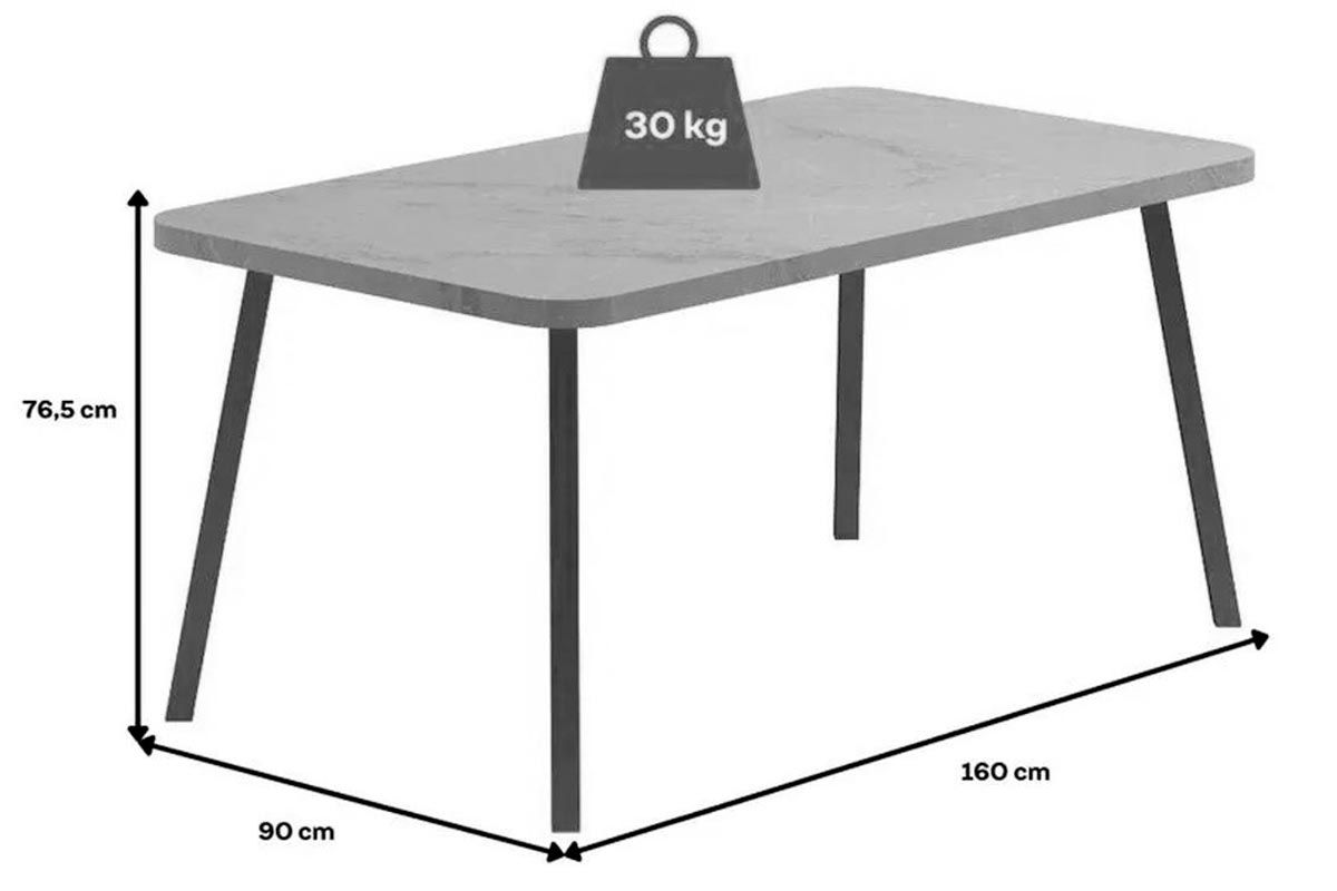 Sala de Jantar Completa Stellar 1597 Aço c/ Tampo Madeirado 160x90cm e 4 Cadeiras Duo - Carraro