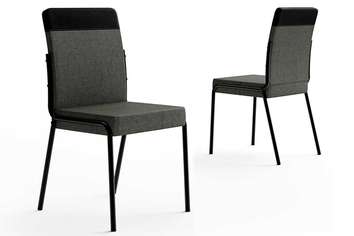 Sala de Jantar Completa Stellar 1597 Aço c/ Tampo Madeirado 160x90cm e 4 Cadeiras Duo - Carraro