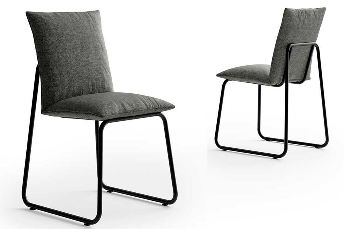 Sala de Jantar Completa Átria 1593 Aço c/ Tampo Madeirado 90x90cm e 4 Cadeiras Soft - Carraro