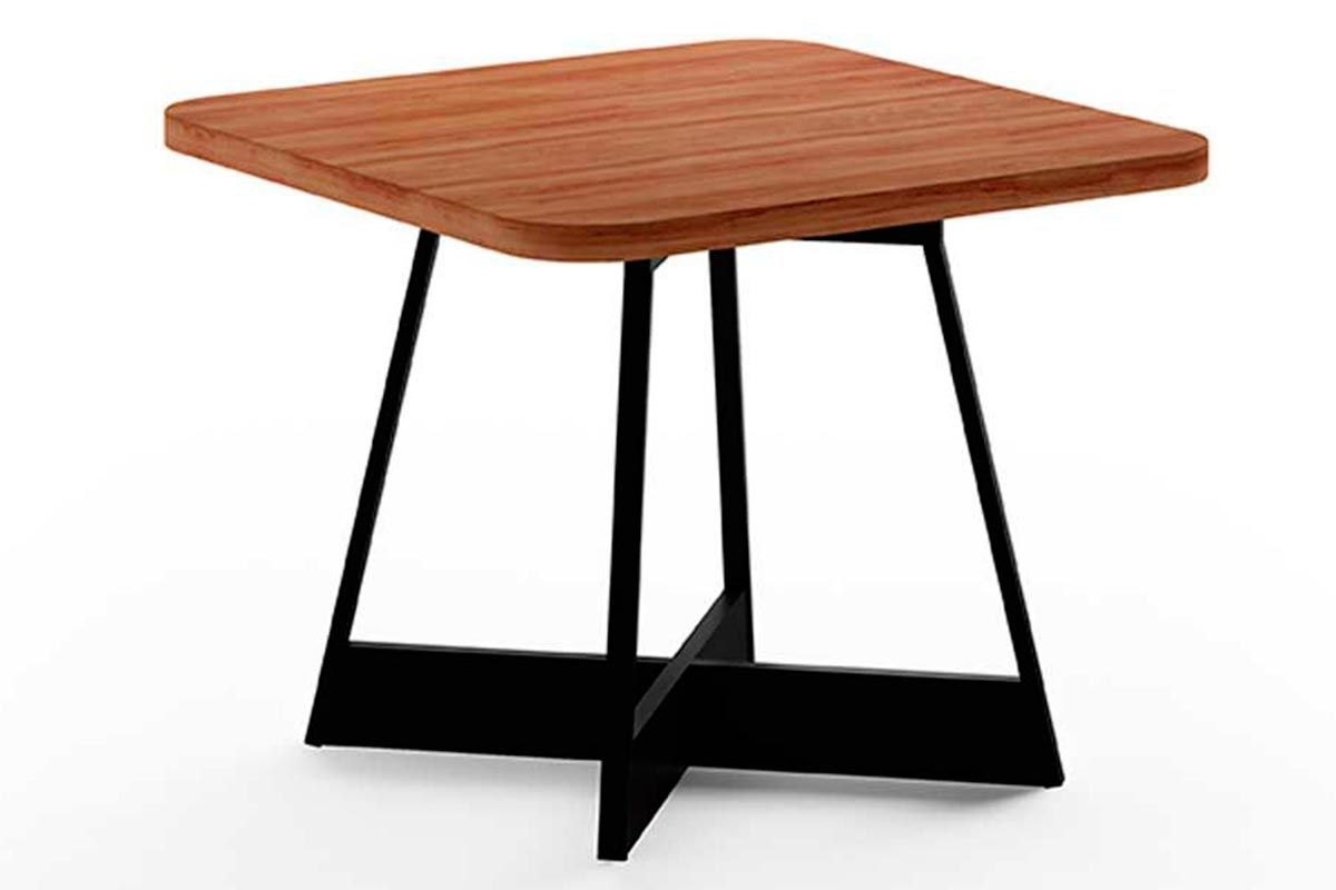 Sala de Jantar Completa Átria 1593 Aço c/ Tampo Madeirado 90x90cm e 4 Cadeiras Soft - Carraro
