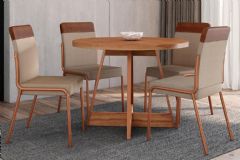 Sala de Jantar Completa Átria 1594 Aço c/ Tampo Madeirado 100cm e 4 Cadeiras Duo - Carraro