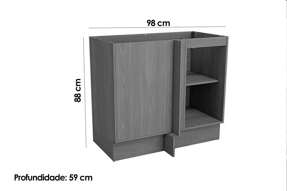 Balcão Cozinha Kappesberg Canto Ciela R627 c/1 Porta s/Tampo 98cm