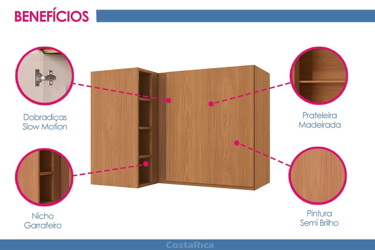 Armário Aéreo Cozinha Kappesberg Canto Ciela R647 c/1 Porta 98cm Armário Aéreo Cozinha Kappesberg Canto Ciela R647 c/1 Porta 98cm
