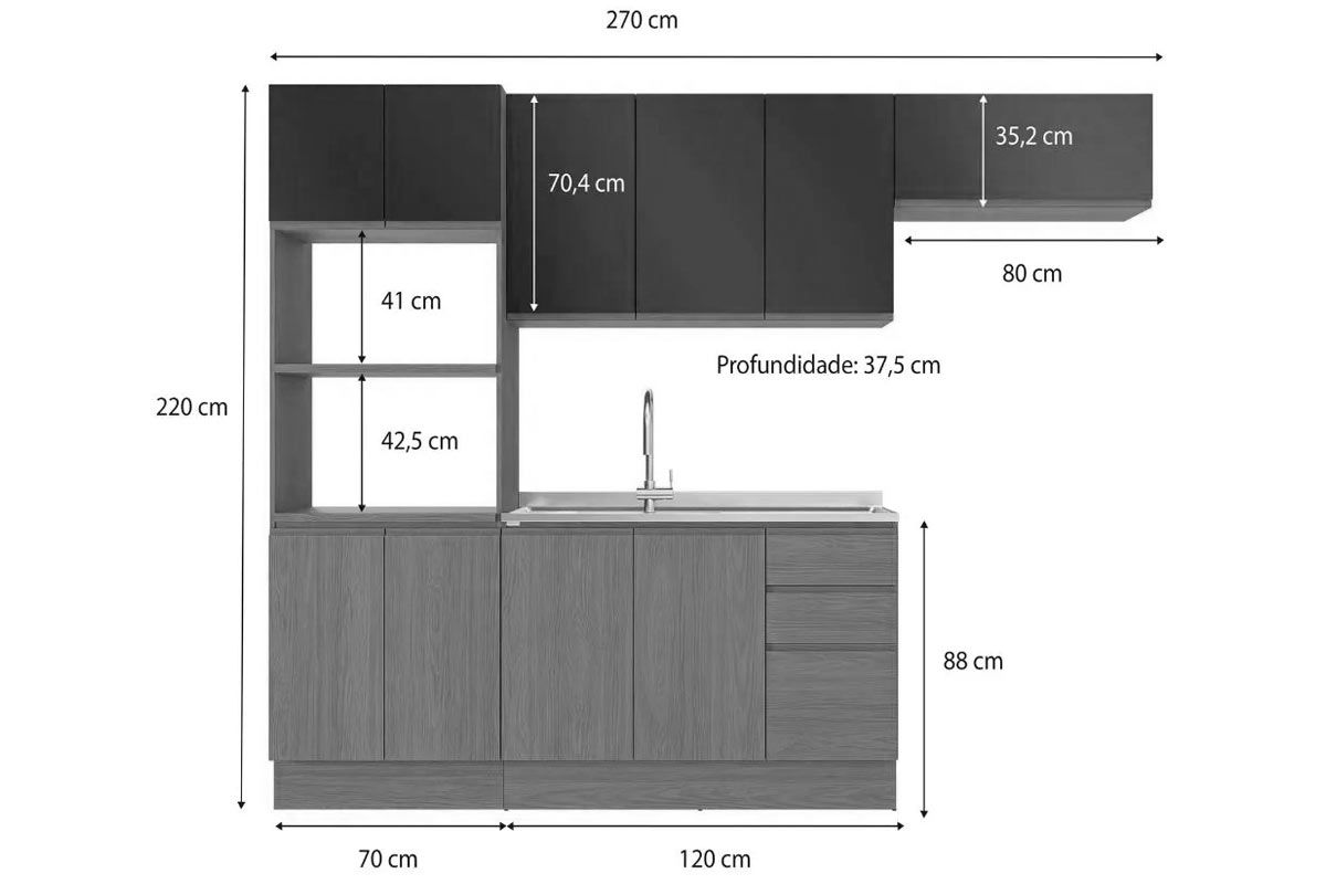 Cozinha Completa Kappesberg 4 Peças Ciela C4P77