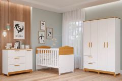 Quarto Infantil Completo Jujuba 3 Peças (Guarda Roupa+Cômoda+Berço) QI102 Permóbili Baby