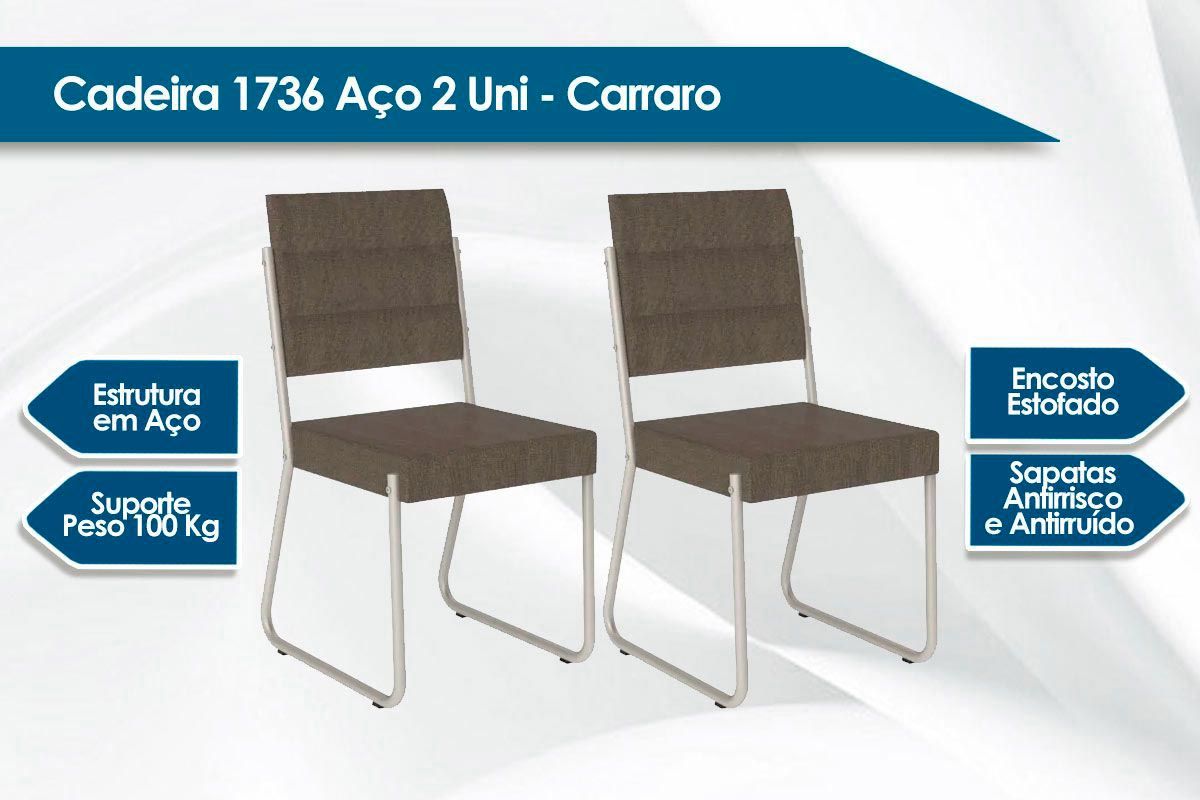 Cadeira Sala de Jantar 1736 Kit 4 Uni - Carraro