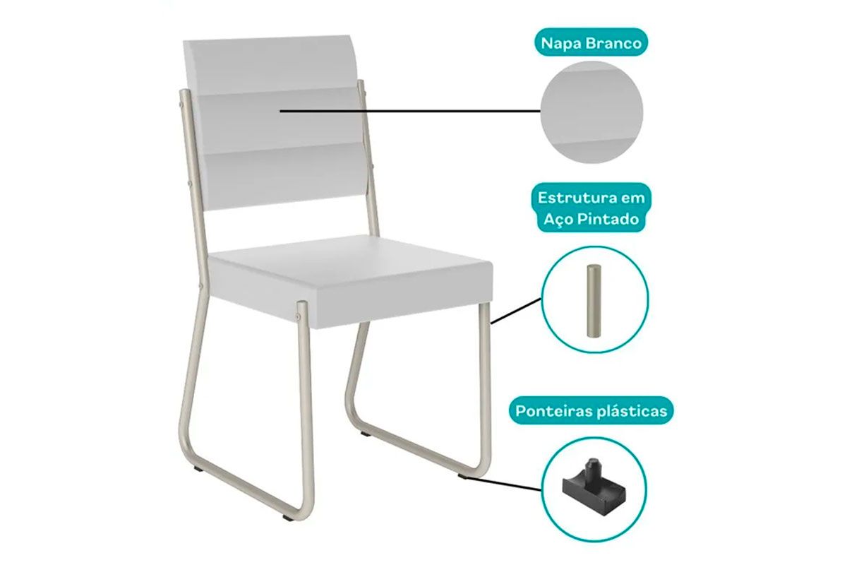 Cadeira Sala de Jantar 1736 Kit 4 Uni - Carraro