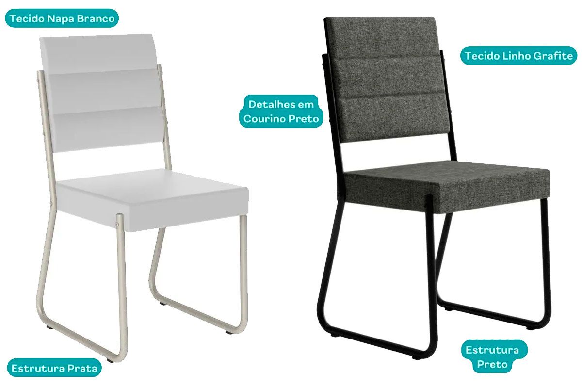 Cadeira Sala de Jantar 1736 Kit 4 Uni - Carraro