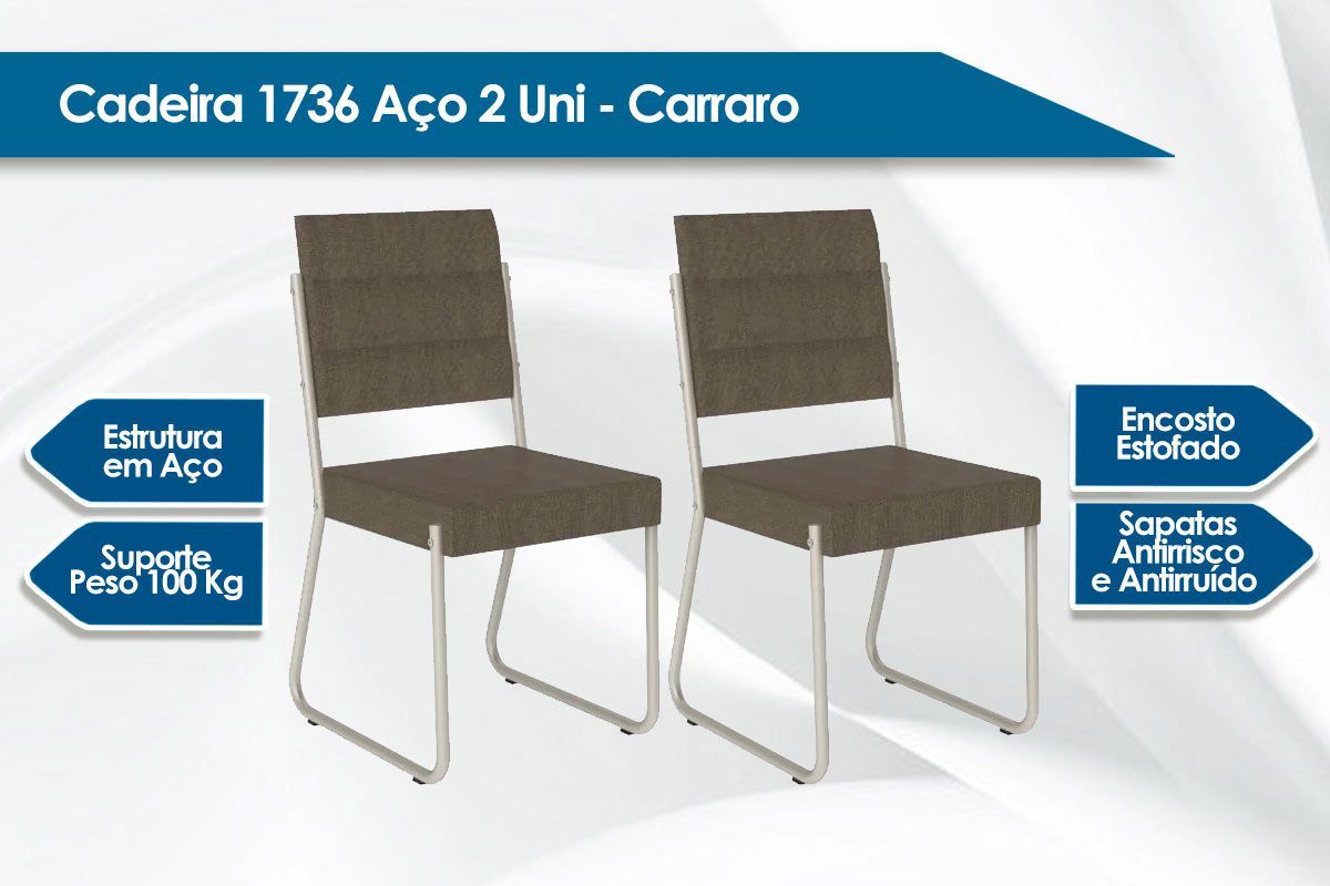 Cadeira Sala de Jantar 1736 Kit 6 Uni - Carraro