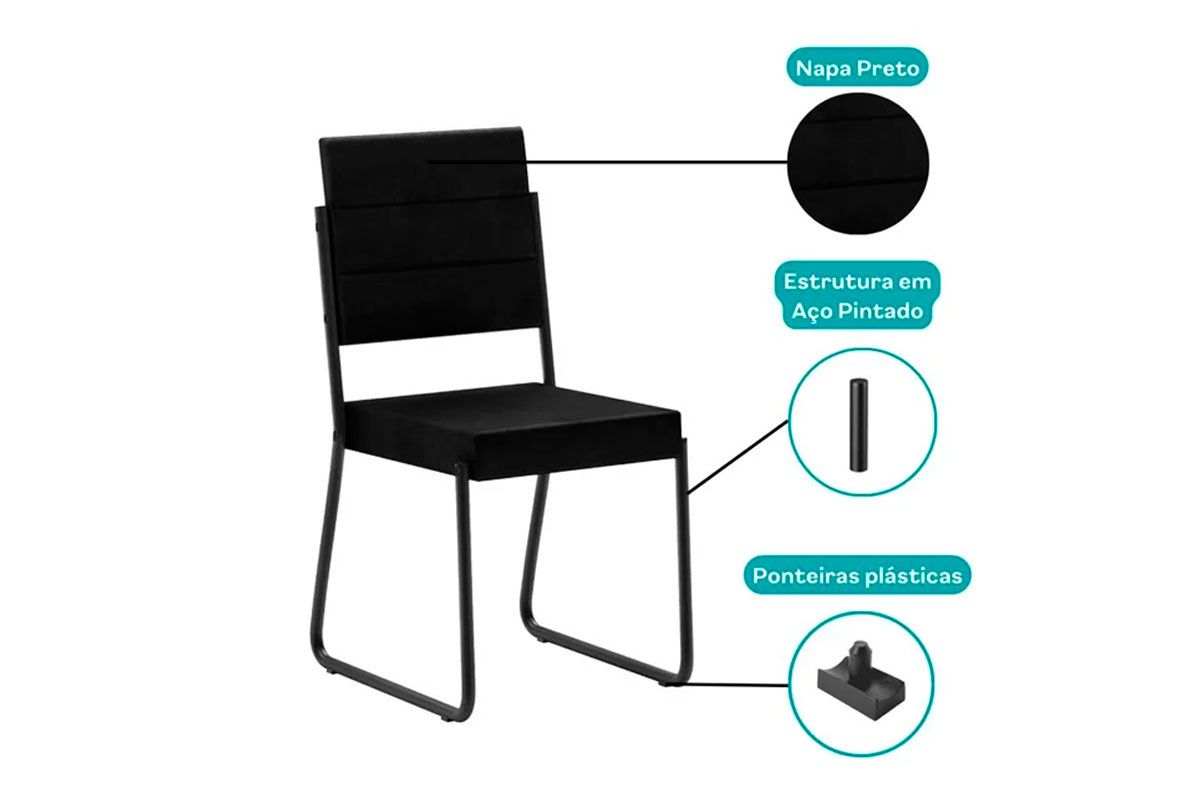 Cadeira Sala de Jantar 1736 Kit 6 Uni - Carraro