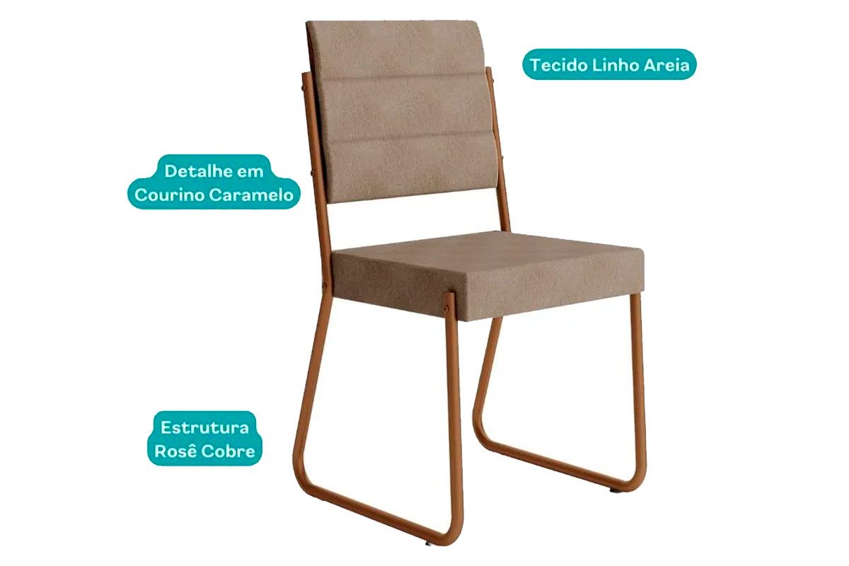 Cadeira Sala de Jantar 1736 Kit 6 Uni - Carraro