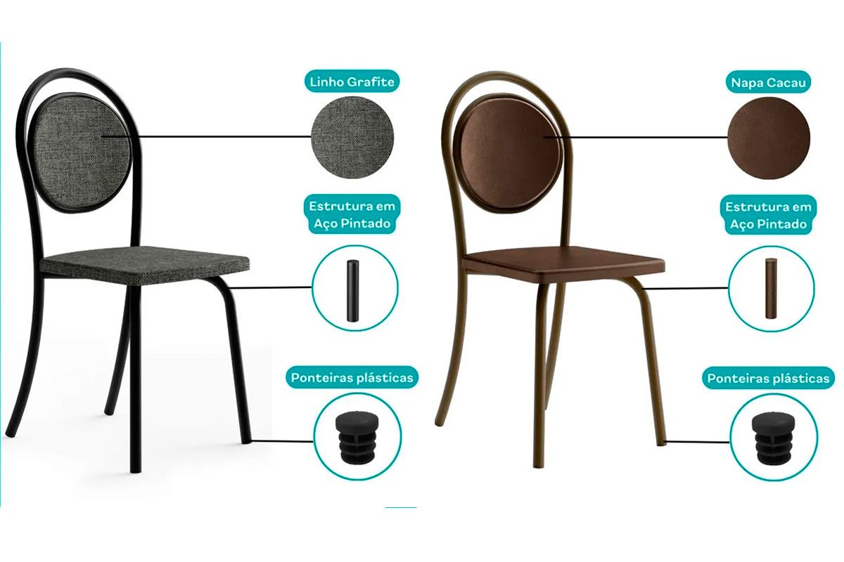 Cadeira Sala de Jantar 1738 Kit 4 Uni - Carraro