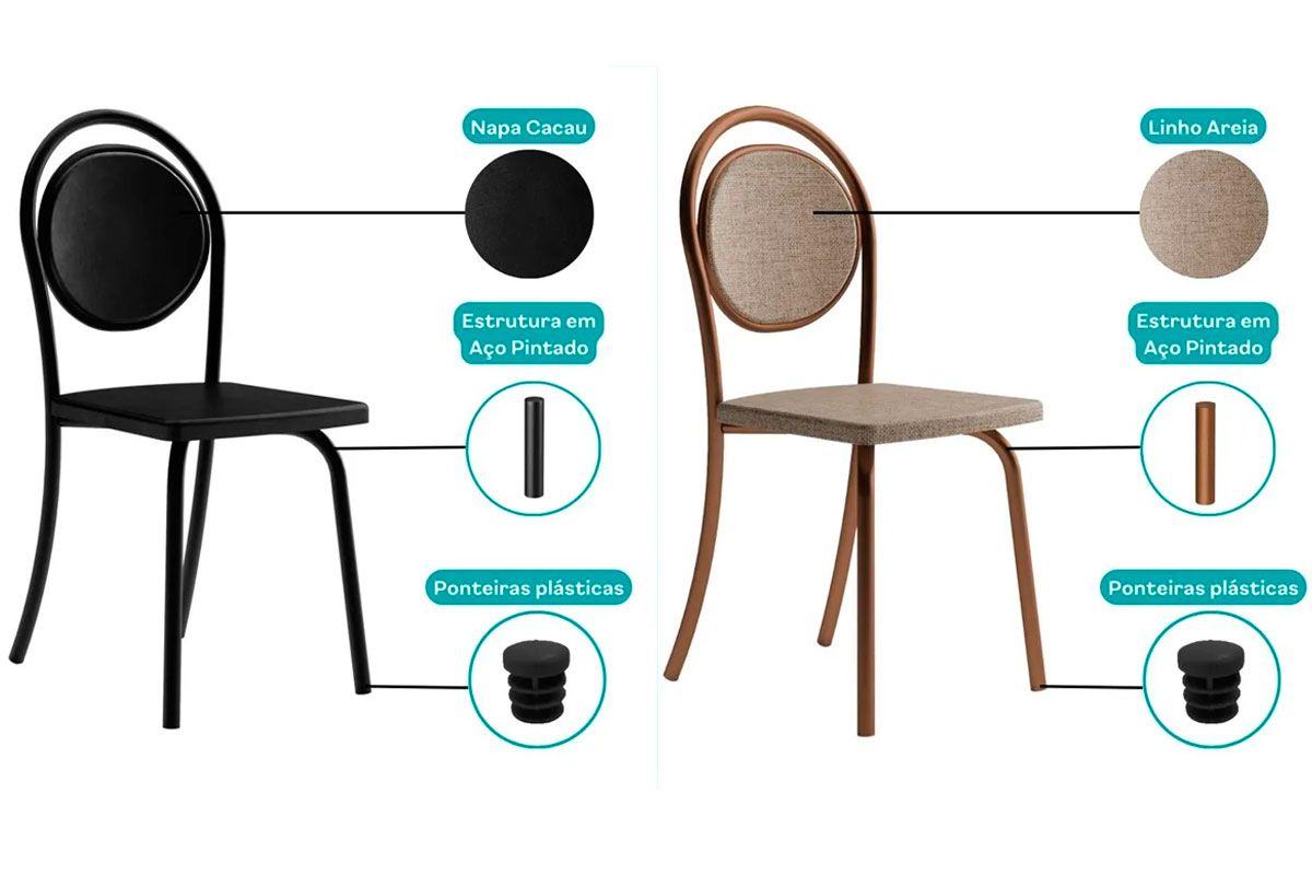 Cadeira Sala de Jantar 1738 Kit 6 Uni - Carraro