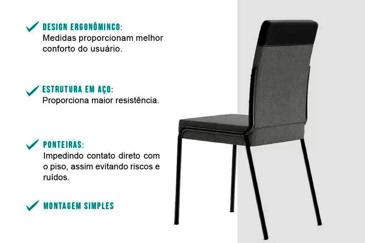 Cadeira Sala de Jantar Duo 1739 Kit 4 Uni - Carraro