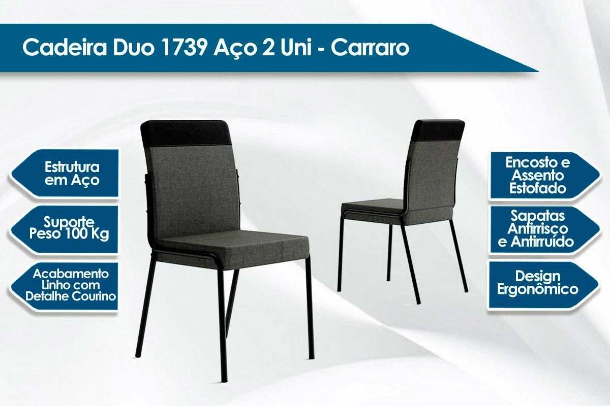 Cadeira Sala de Jantar Duo 1739 Kit 6 Uni - Carraro
