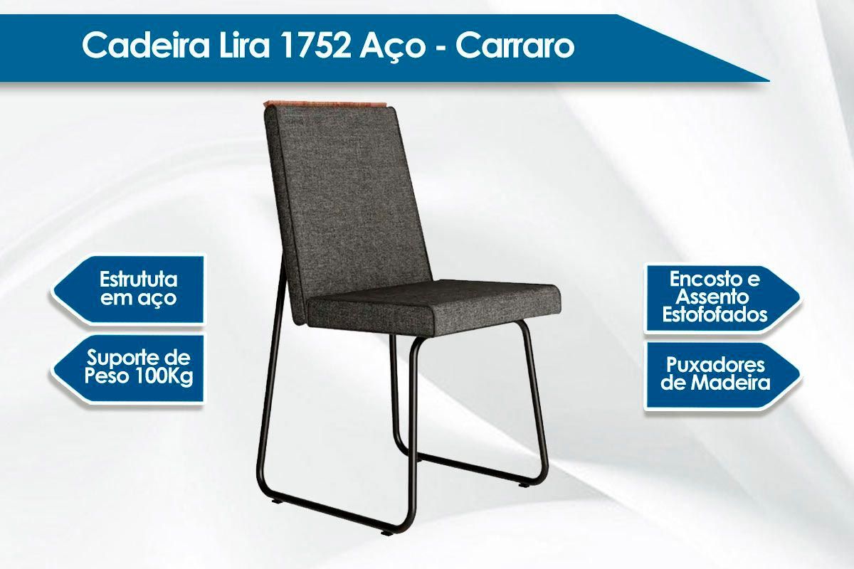 Cadeira Sala de Jantar Lira 1752 Kit 4 Uni - Carraro