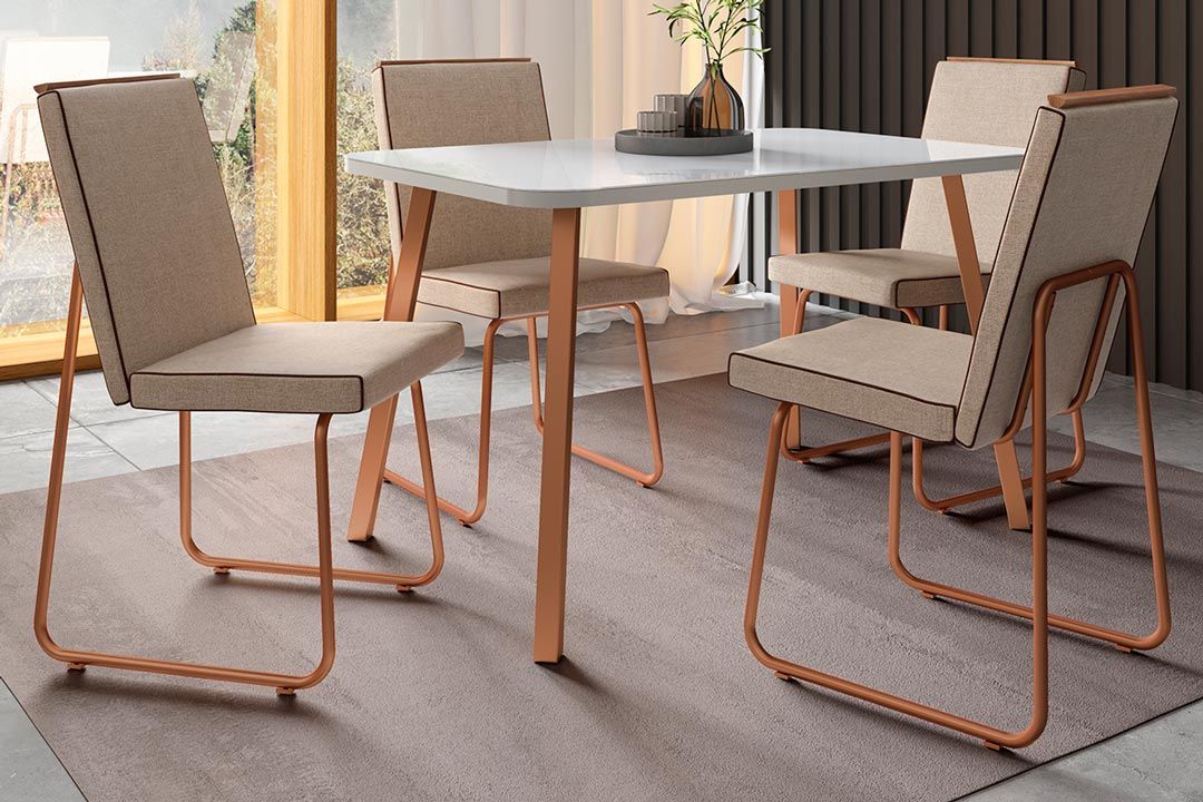 Cadeira Sala de Jantar Lira 1752 Kit 4 Uni - Carraro