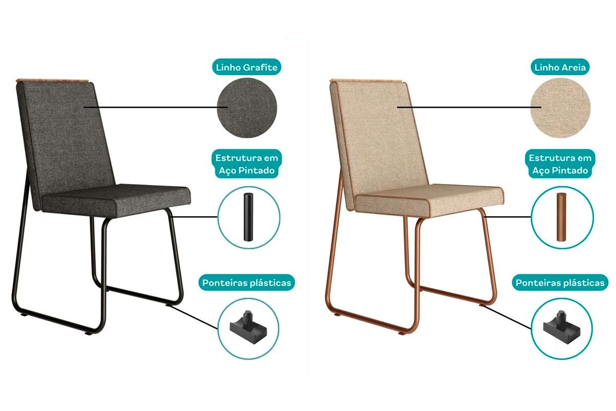 Cadeira Sala de Jantar Lira 1752 Kit 4 Uni - Carraro