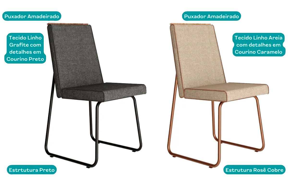 Cadeira Sala de Jantar Lira 1752 Kit 4 Uni - Carraro