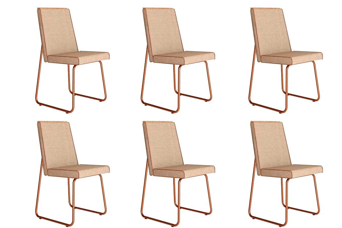 Cadeira Sala de Jantar Lira 1752 Kit 6 Uni - Carraro