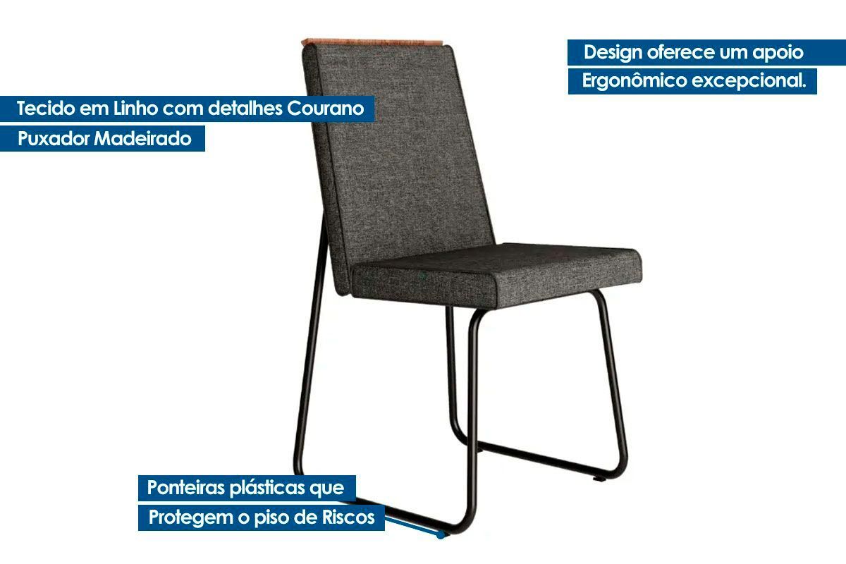 Cadeira Sala de Jantar Lira 1752 Kit 6 Uni - Carraro